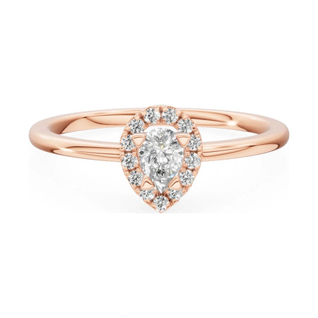 GREMARI Seven Aura 14K rose gold engagement ring with 0.15 ct pear-cut natural diamond