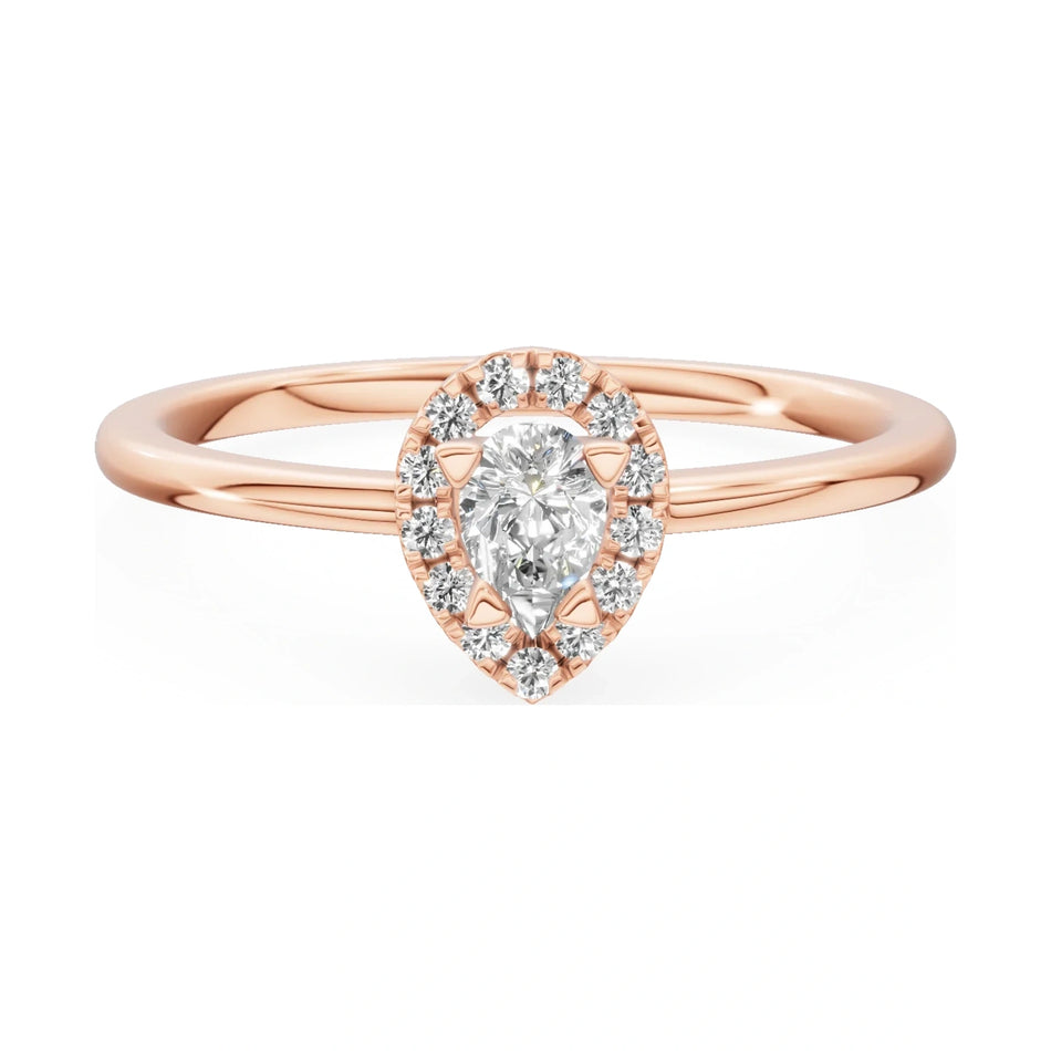 GREMARI Seven Aura 14K rose gold engagement ring with 0.15 ct pear-cut natural diamond