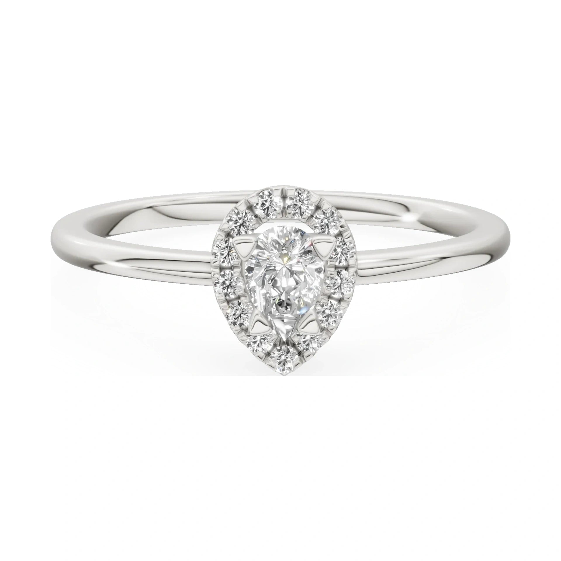 GREMARI Seven Aura 14K white gold engagement ring with 0.15 ct pear-cut natural diamond