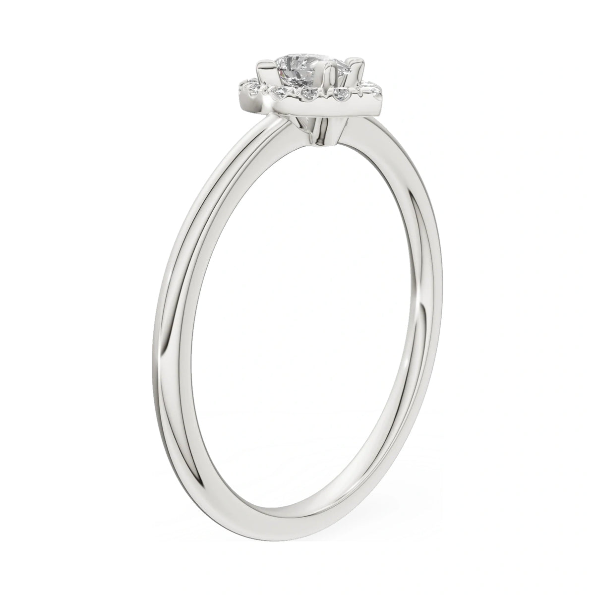 14K white gold GREMARI Seven Aura ring with 0.15 ct pear-cut natural diamond
