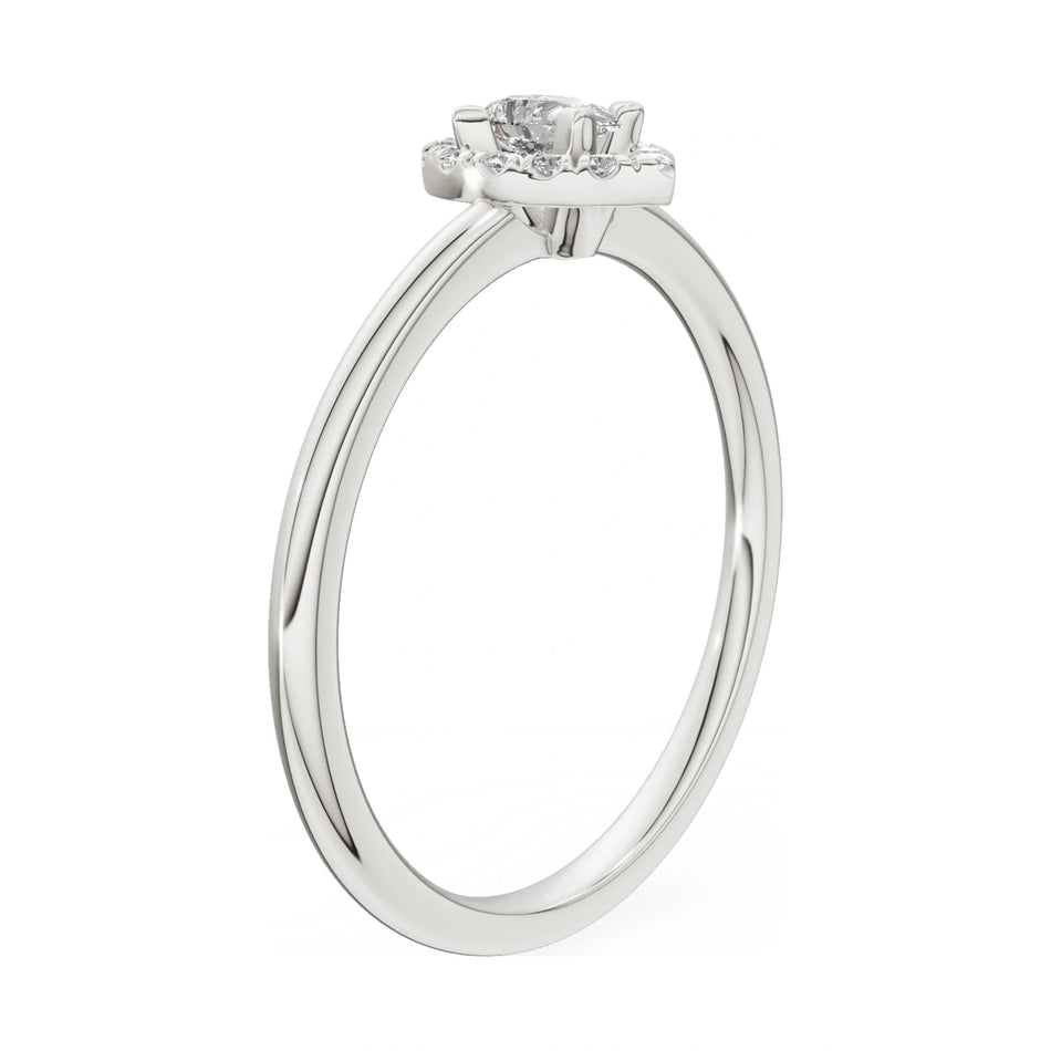 14K white gold GREMARI Seven Aura ring with 0.15 ct pear-cut natural diamond
