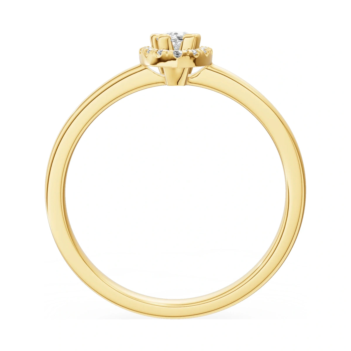 GREMARI Seven Aura pear-cut natural diamond engagement ring in 14K yellow gold, 0.15 ct