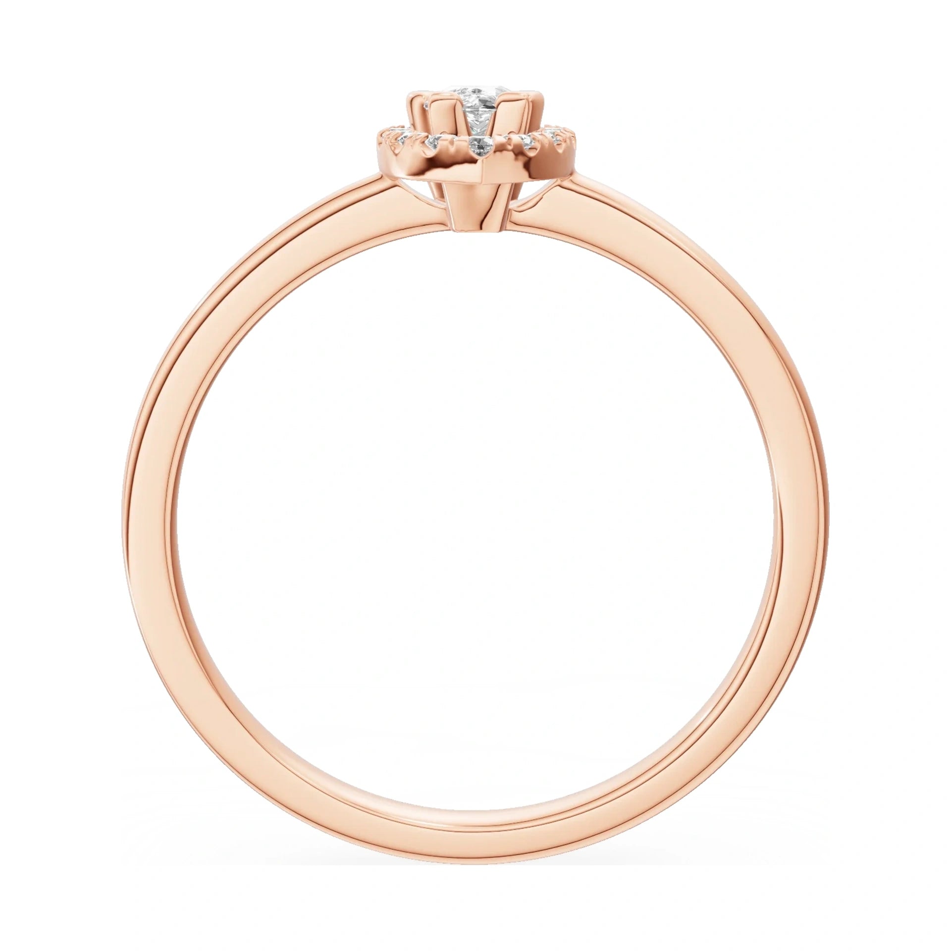 GREMARI Seven Aura pear-cut natural diamond engagement ring in 14K rose gold, 0.15 ct