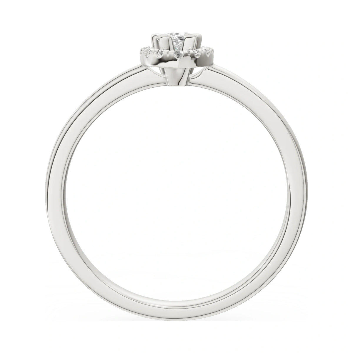 GREMARI Seven Aura pear-cut natural diamond engagement ring in 14K white gold, 0.15 ct