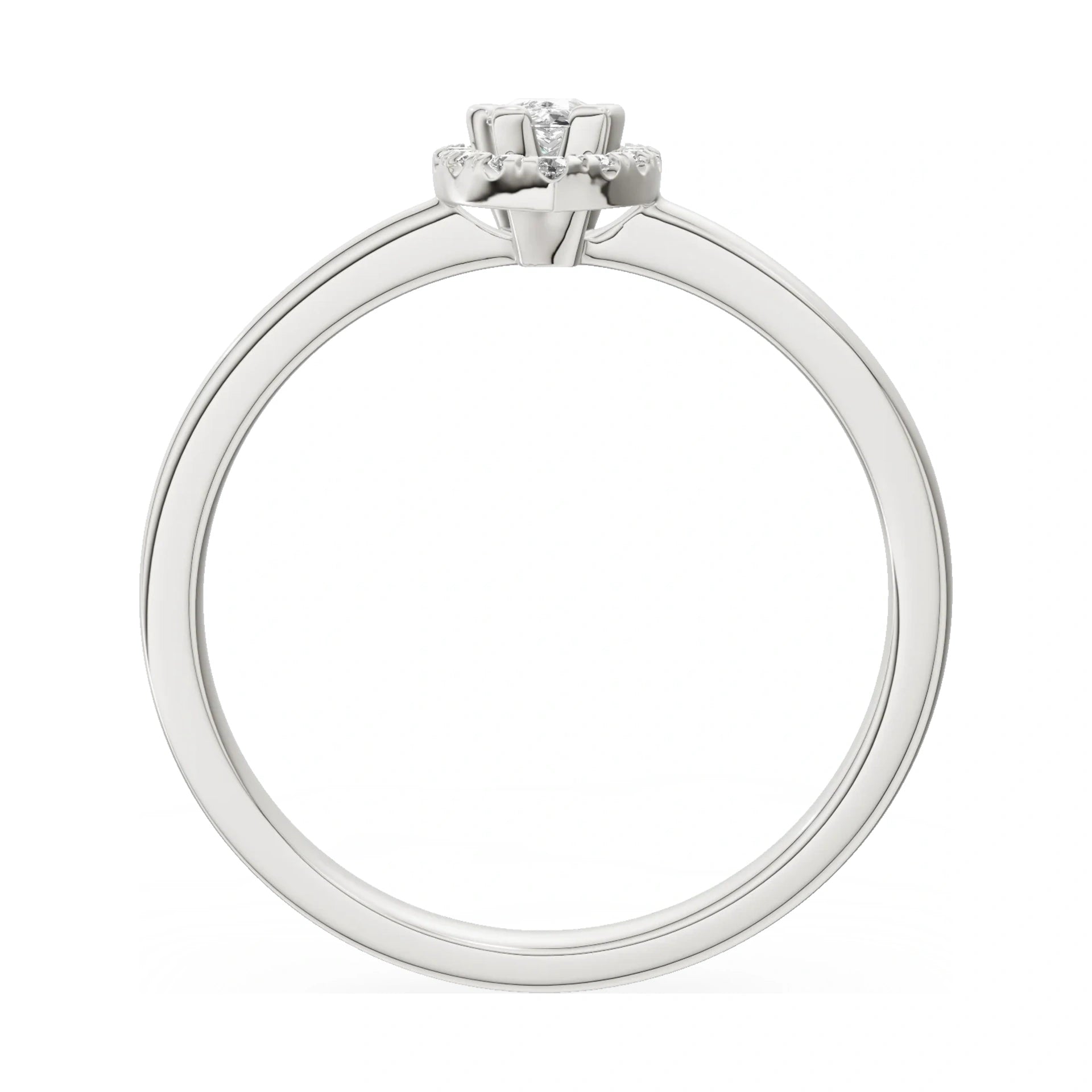 GREMARI Seven Aura pear-cut natural diamond engagement ring in 14K white gold, 0.15 ct