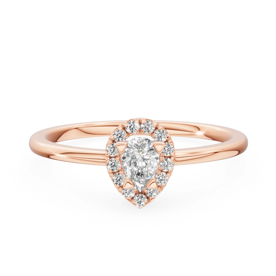 Gremari Seven Aura zásnubný prsteň z ružového zlata s 0,15 ct prírodným diamantom – Pear
