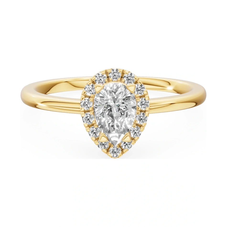 GREMARI Seven Aura 14K yellow gold engagement ring with 0.30 ct pear-cut natural diamond