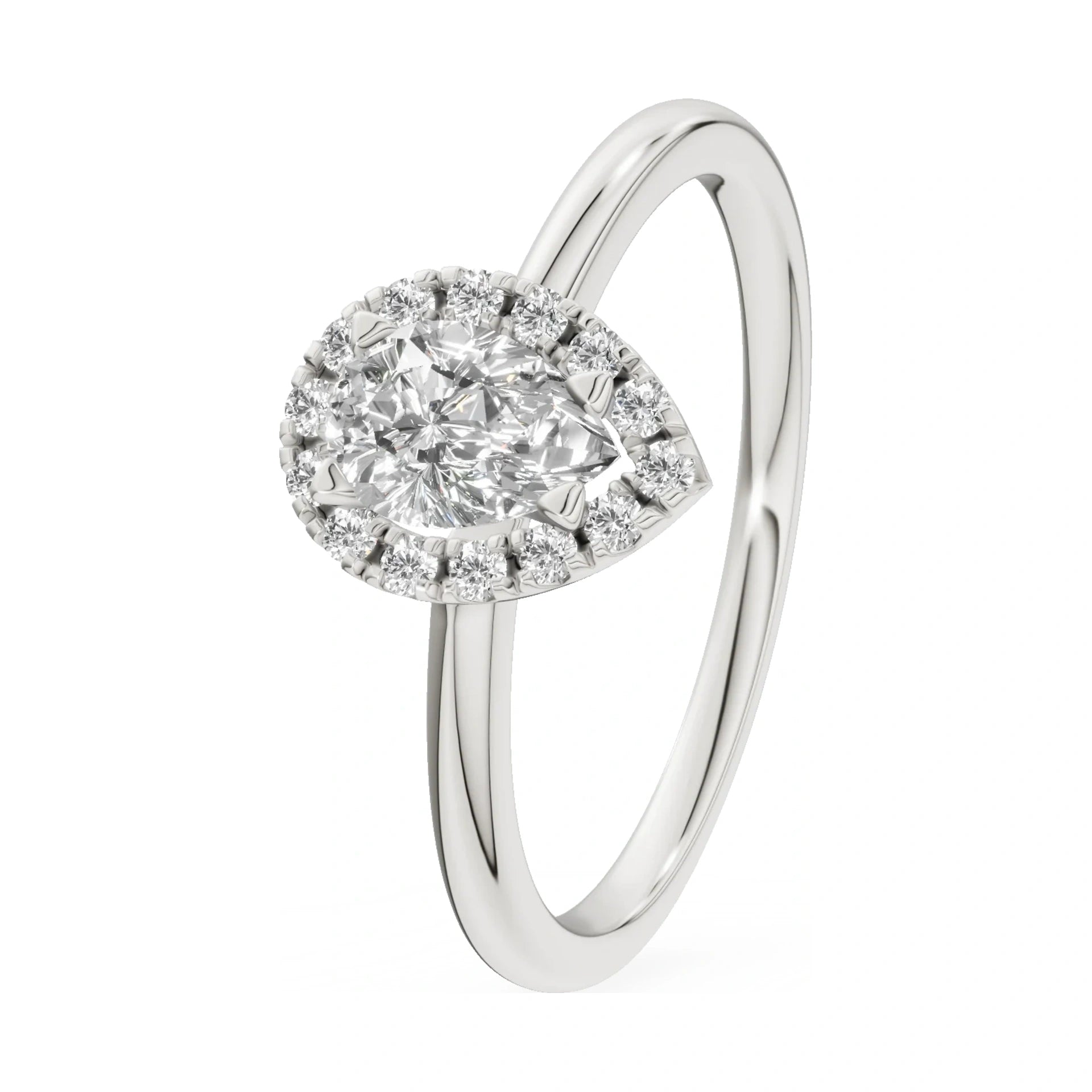 0.30 ct pear-cut natural diamond GREMARI Seven Aura engagement ring in 14K white gold