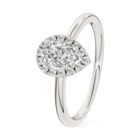 0.30 ct pear-cut natural diamond GREMARI Seven Aura engagement ring in 14K white gold