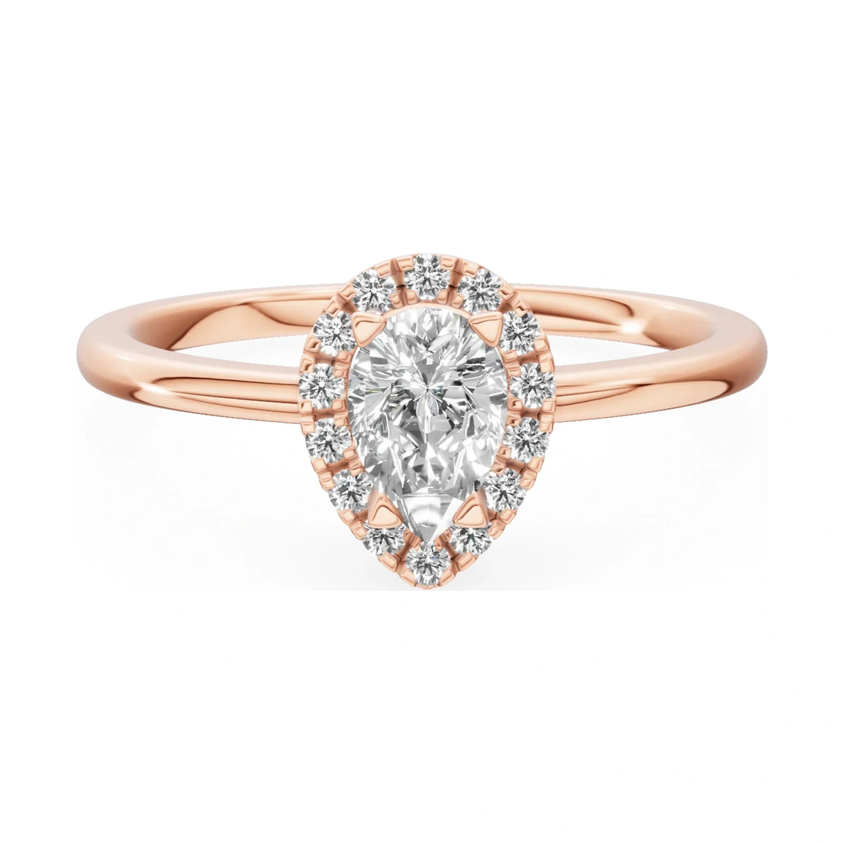 GREMARI Seven Aura 14K rose gold engagement ring with 0.30 ct pear-cut natural diamond