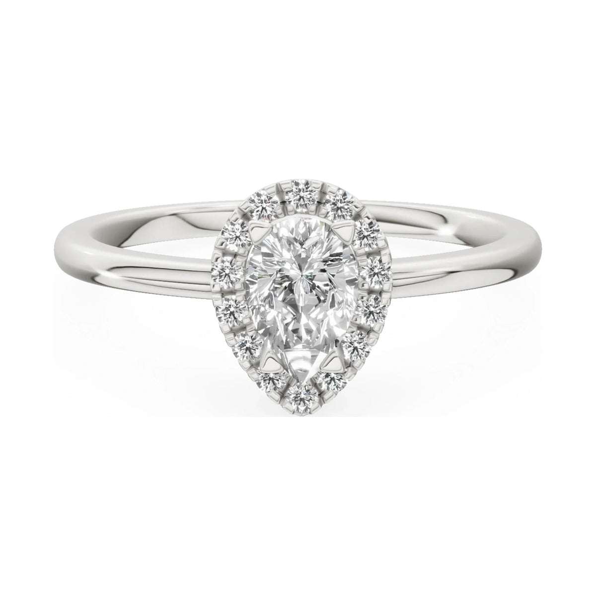 GREMARI Seven Aura 14K white gold engagement ring with 0.30 ct pear-cut natural diamond