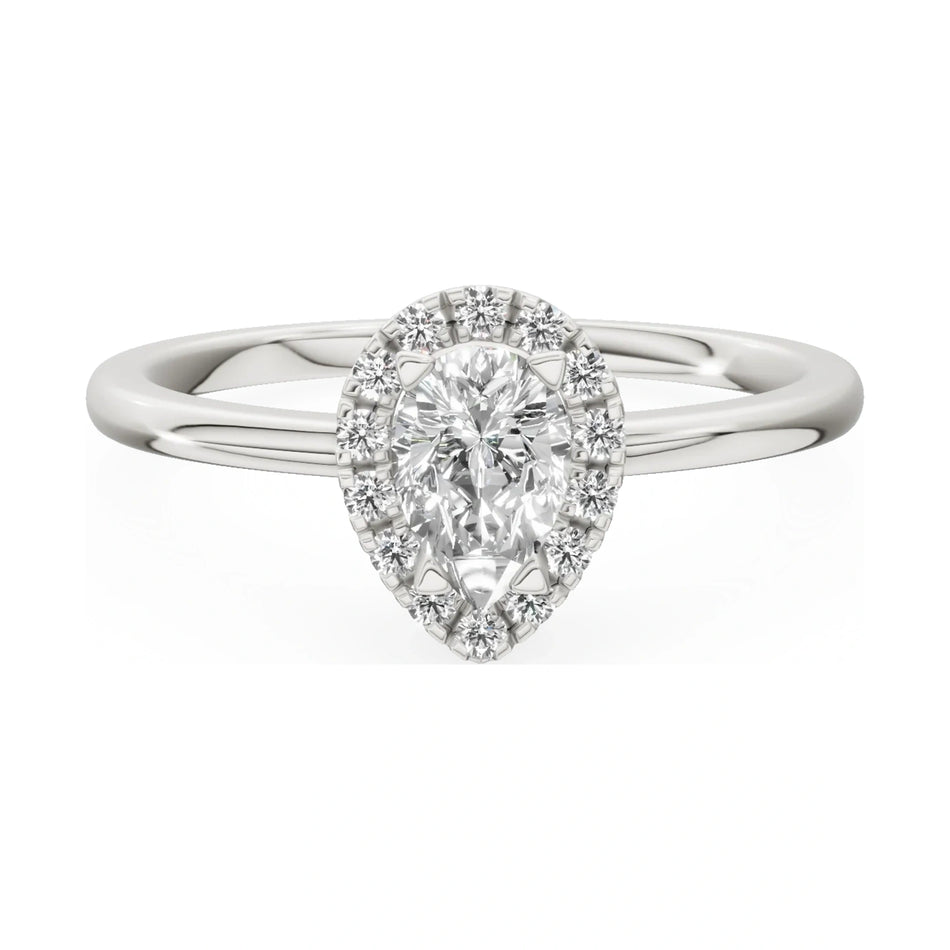 GREMARI Seven Aura 14K white gold engagement ring with 0.30 ct pear-cut natural diamond