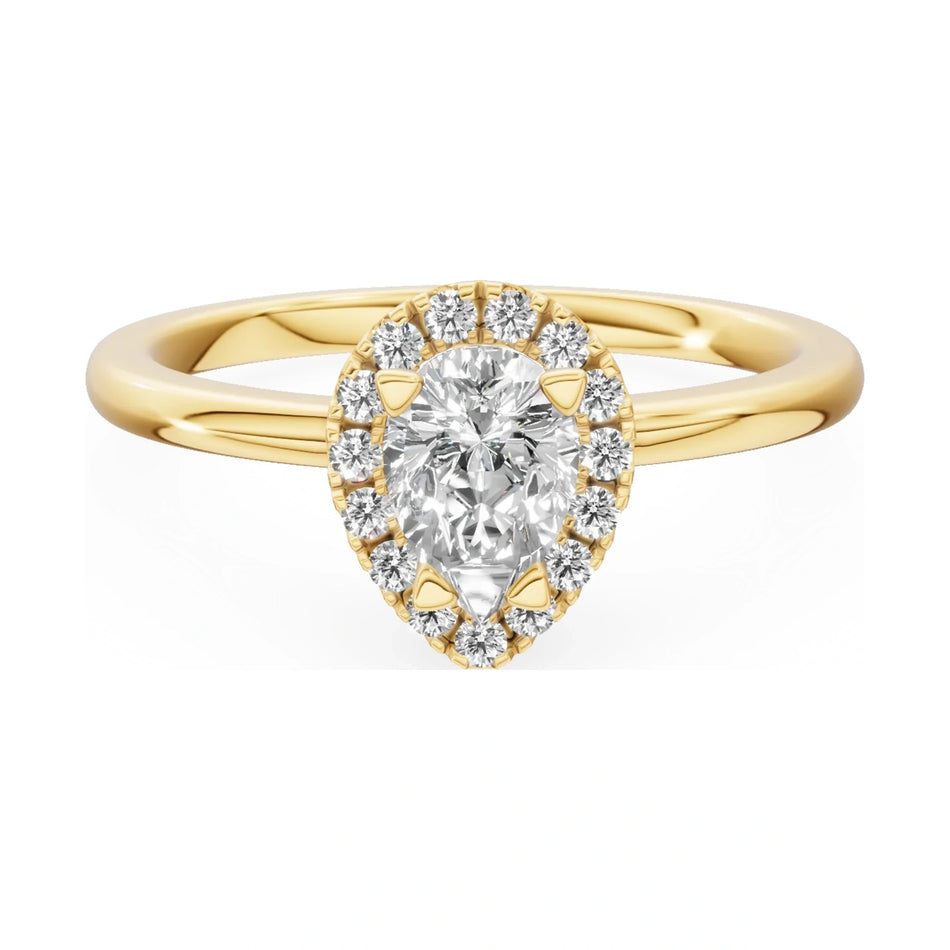 GREMARI Seven Aura 14K yellow gold engagement ring with 0.50 ct pear-cut natural diamond
