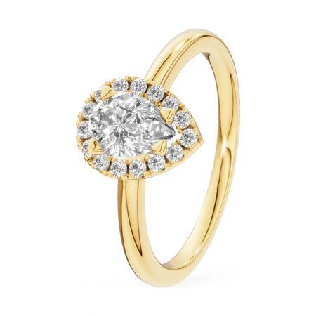 0.50 ct pear-cut natural diamond GREMARI Seven Aura engagement ring in 14K yellow gold