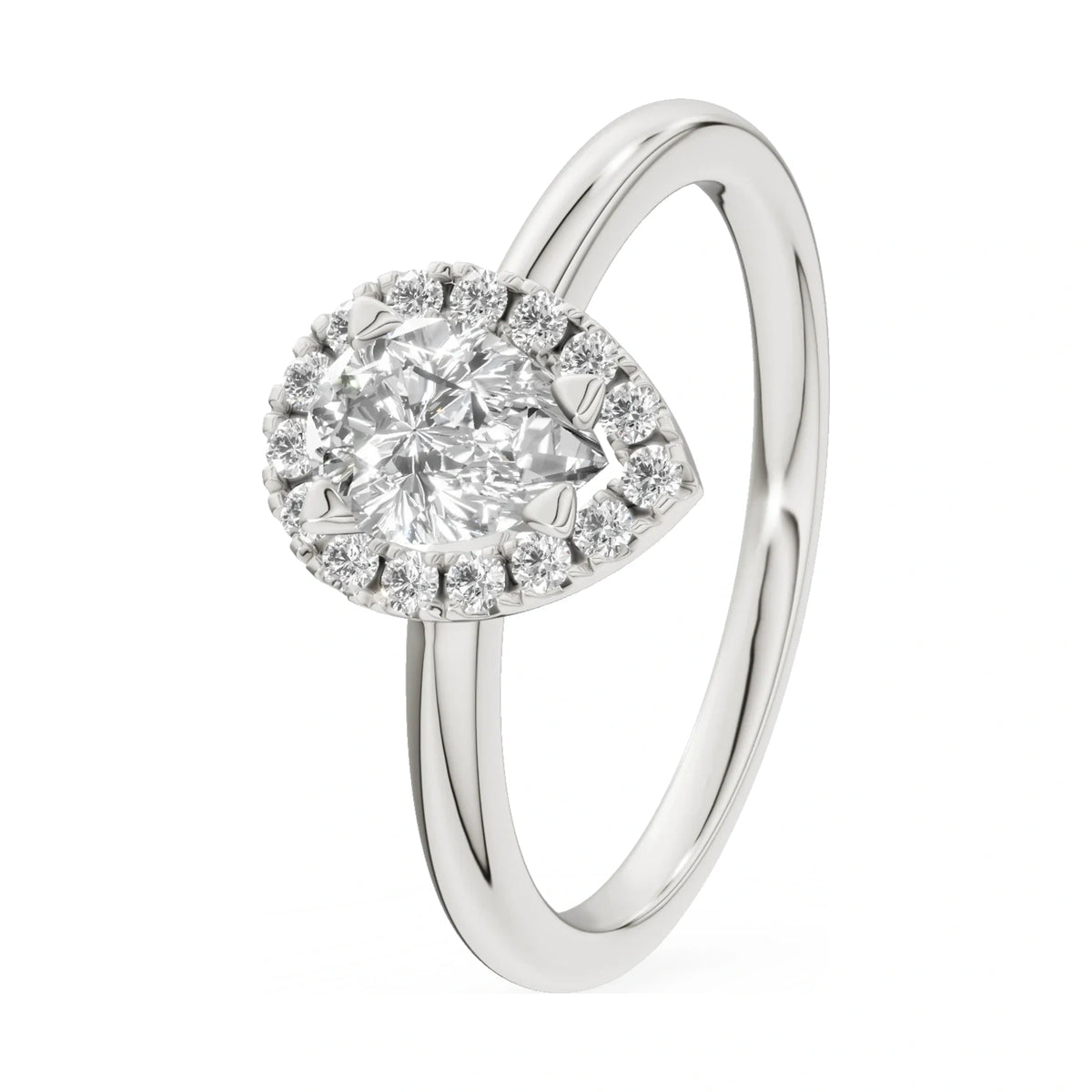 0.50 ct pear-cut natural diamond GREMARI Seven Aura engagement ring in 14K white gold