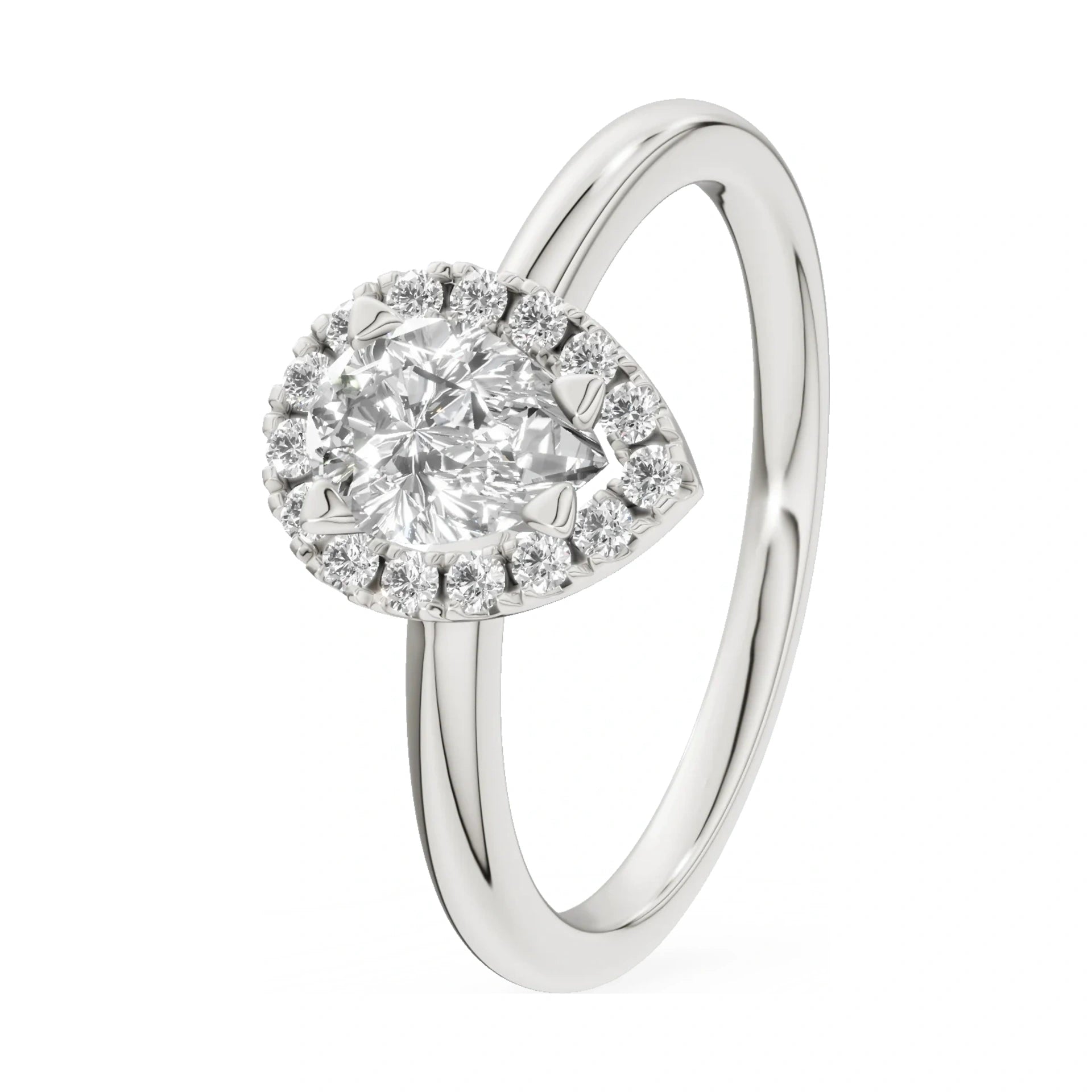 0.50 ct pear-cut natural diamond GREMARI Seven Aura engagement ring in 14K white gold