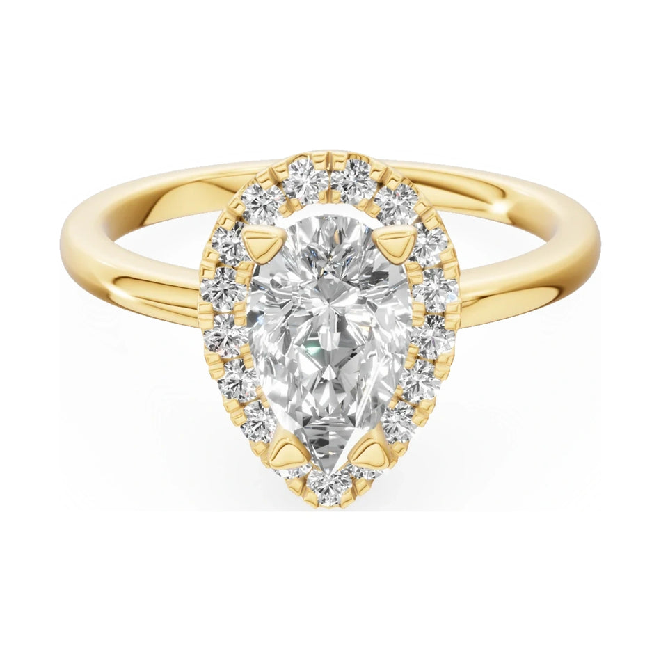 GREMARI Seven Aura 14K yellow gold engagement ring with 1.00 ct pear-cut natural diamond