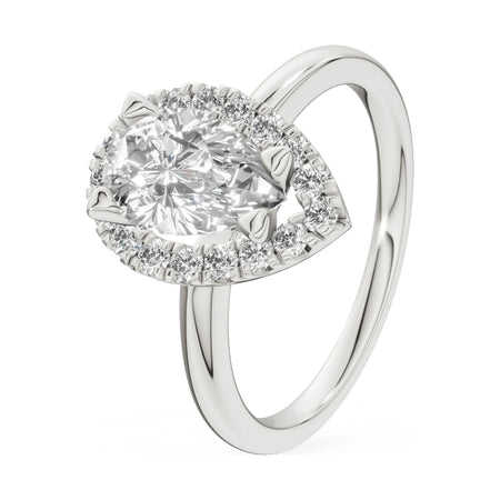 1.00 ct pear-cut natural diamond GREMARI Seven Aura engagement ring in 14K white gold