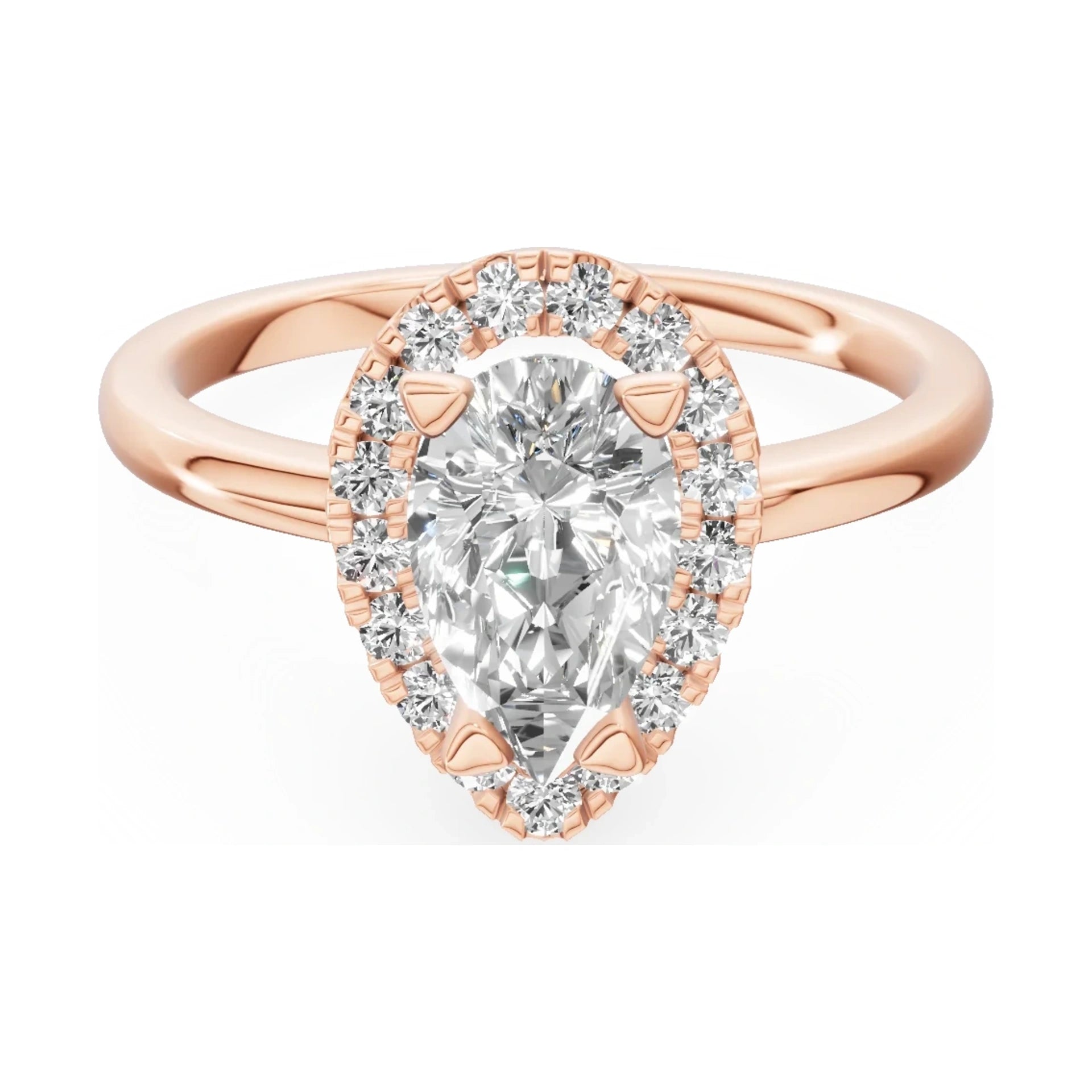 GREMARI Seven Aura 14K rose gold engagement ring with 1.00 ct pear-cut natural diamond