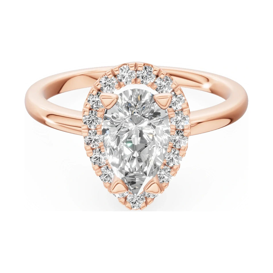 GREMARI Seven Aura 14K rose gold engagement ring with 1.00 ct pear-cut natural diamond