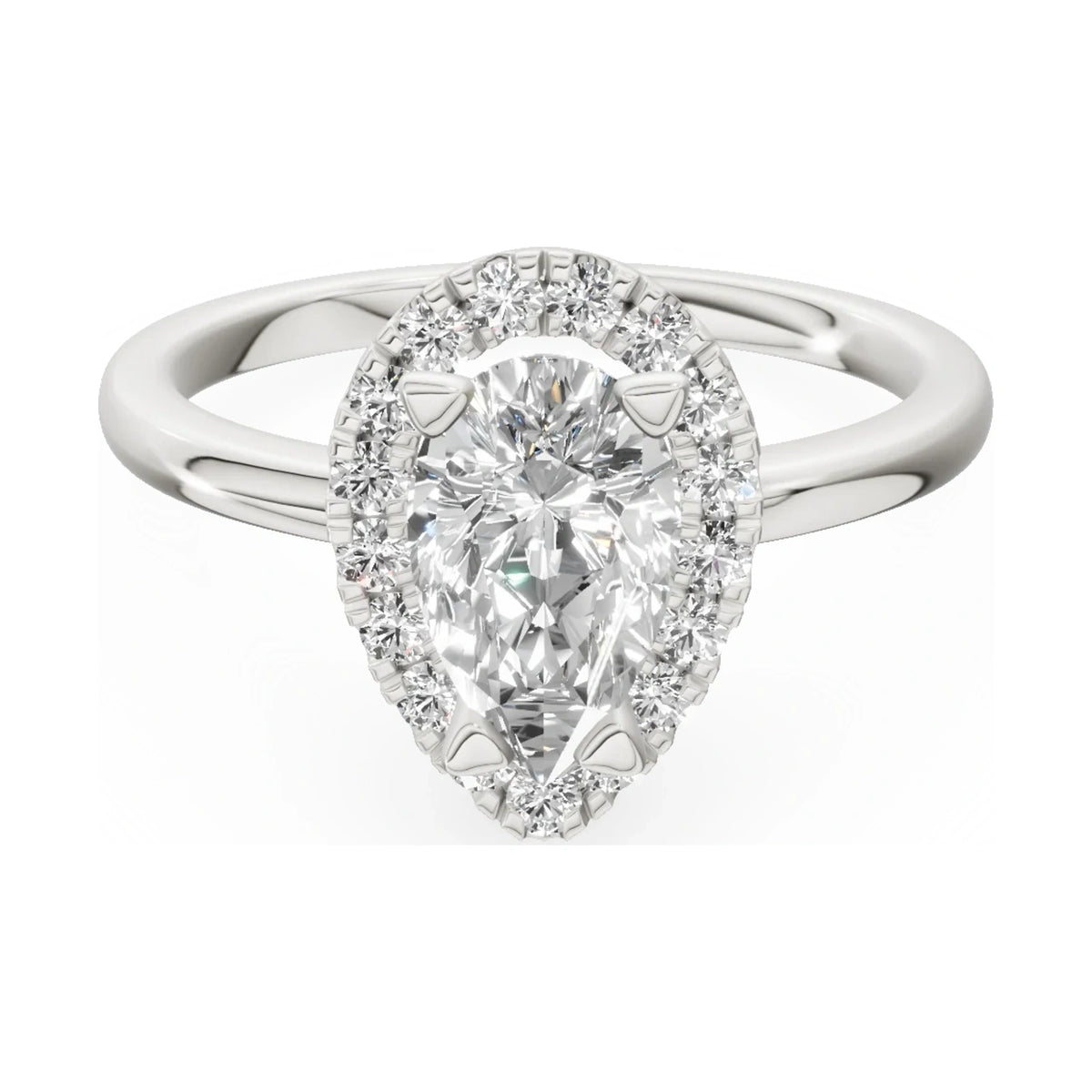 GREMARI Seven Aura 14K white gold engagement ring with 1.00 ct pear-cut natural diamond