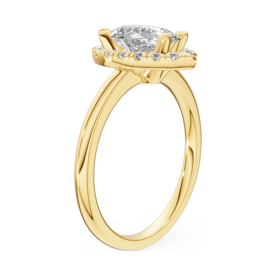 14K yellow gold GREMARI Seven Aura ring with 1.00 ct pear-cut natural diamond