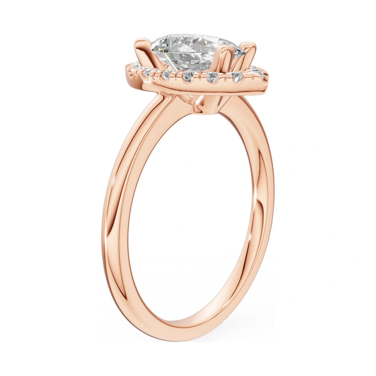 14K rose gold GREMARI Seven Aura ring with 1.00 ct pear-cut natural diamond