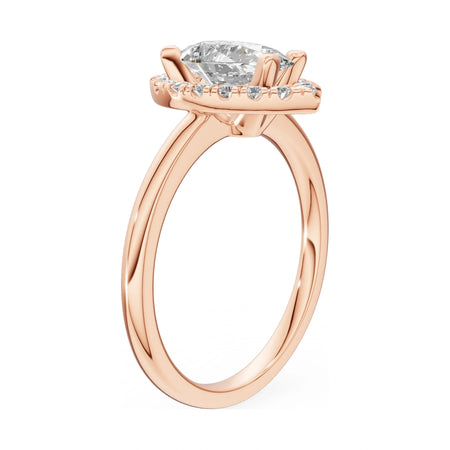 14K rose gold GREMARI Seven Aura ring with 1.00 ct pear-cut natural diamond