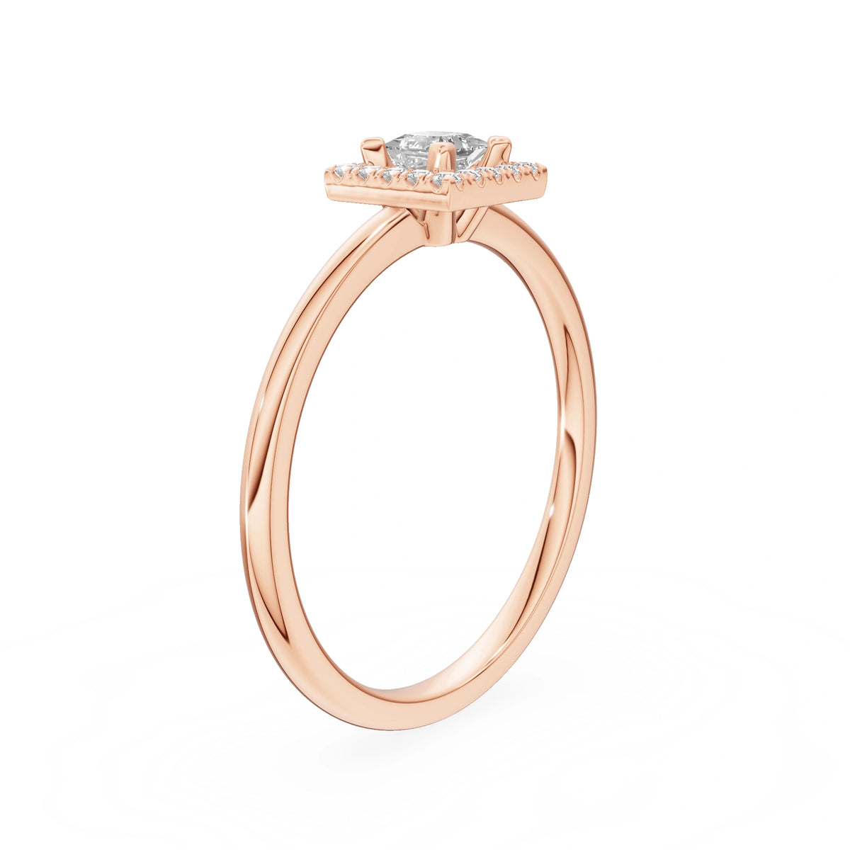 Gremari Seven Aura zásnubný prsteň z ružového zlata s 0,15 ct lab-grown diamantom – Princess