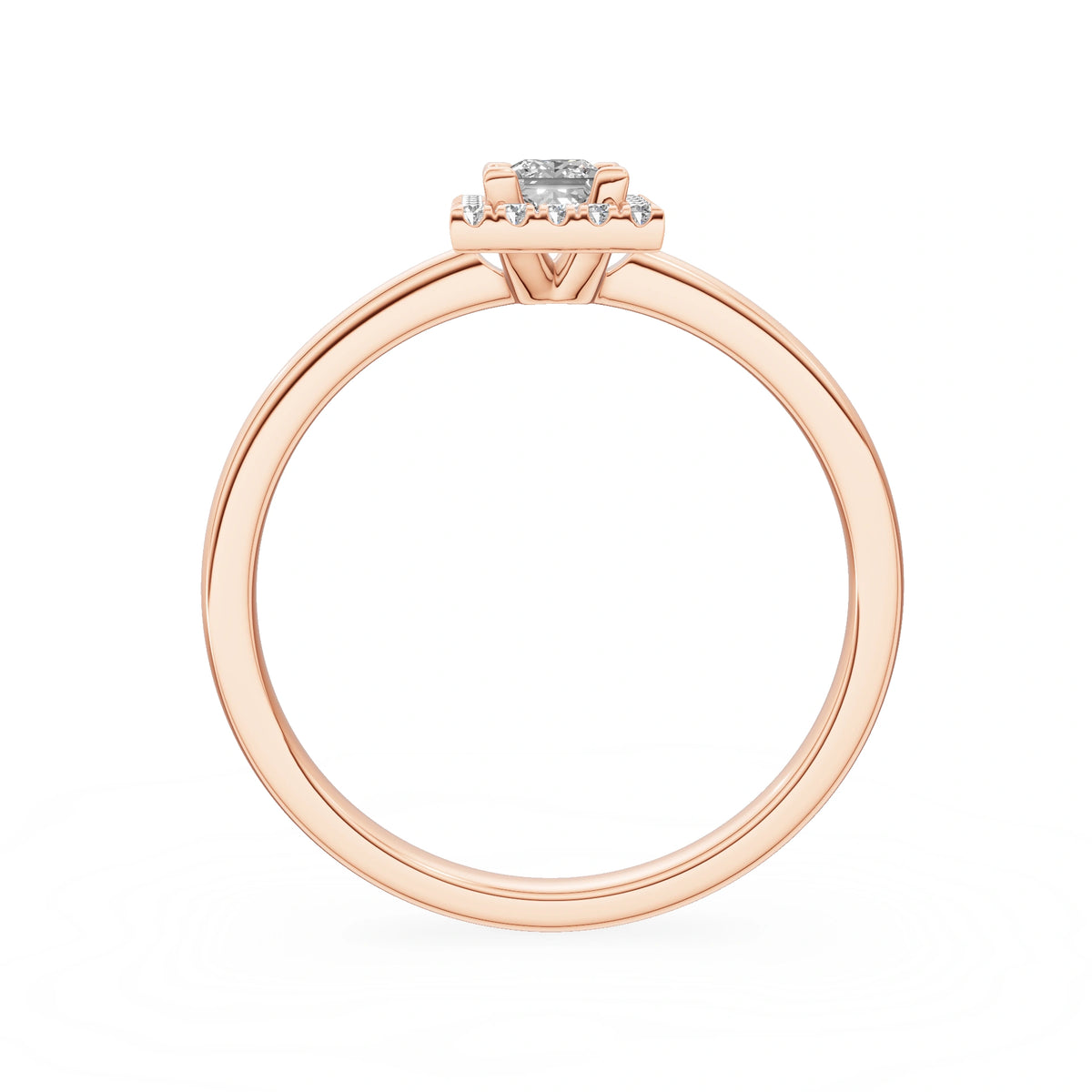 Gremari Seven Aura zásnubný prsteň z ružového zlata s 0,15 ct lab-grown diamantom – Princess