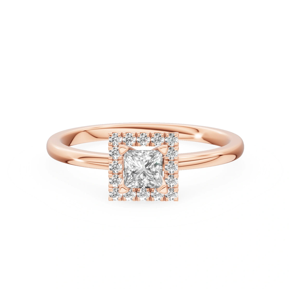 Gremari Seven Aura zásnubný prsteň z ružového zlata s 0,30 ct lab-grown diamantom – Princess