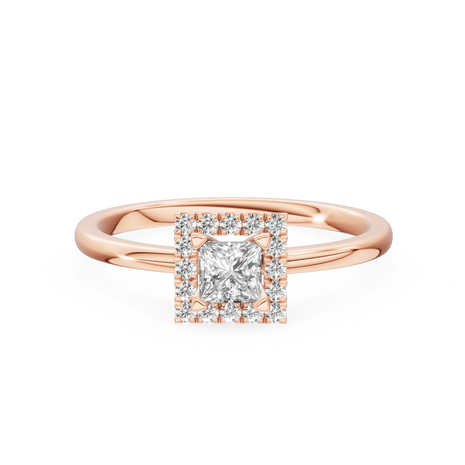 Gremari Seven Aura zásnubný prsteň z ružového zlata s 0,30 ct lab-grown diamantom – Princess