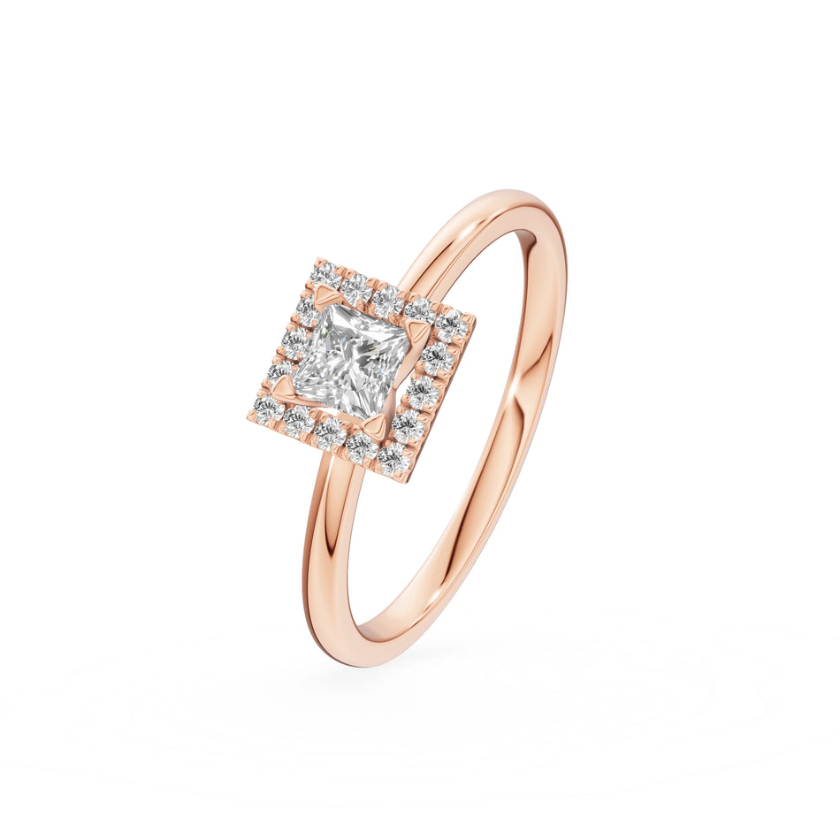 Gremari Seven Aura zásnubný prsteň z ružového zlata s 0,30 ct lab-grown diamantom – Princess