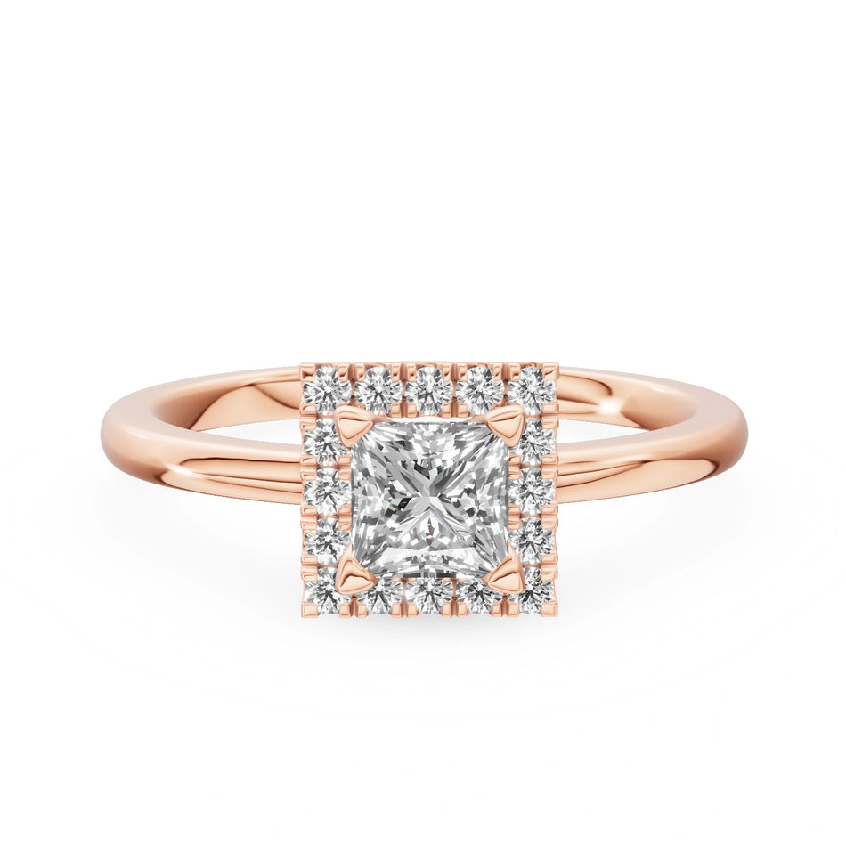 Gremari Seven Aura zásnubný prsteň z ružového zlata s 0,50 ct lab-grown diamantom – Princess