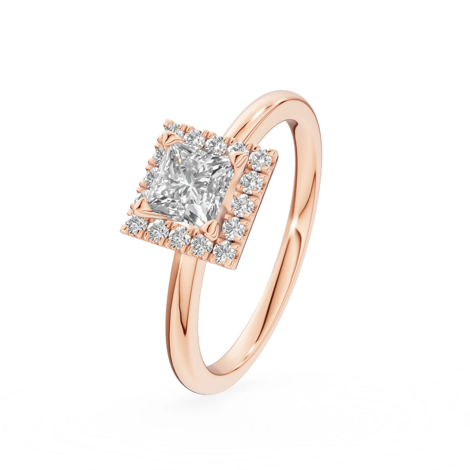 Gremari Seven Aura zásnubný prsteň z ružového zlata s 0,50 ct lab-grown diamantom – Princess