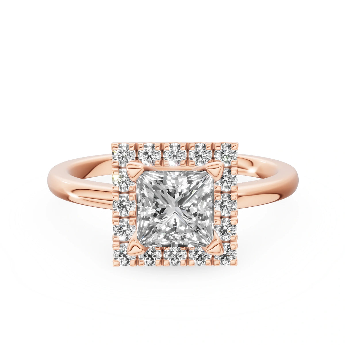 Gremari Seven Aura zásnubný prsteň z ružového zlata s 1,00 ct lab-grown diamantom – Princess