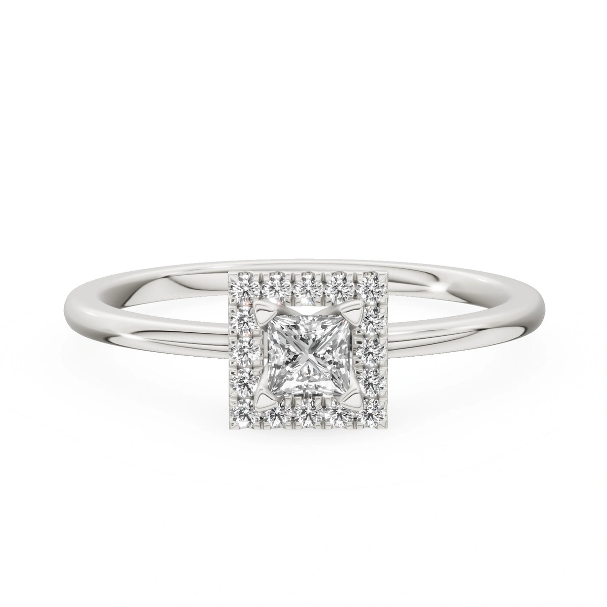 Gremari Seven Aura zásnubný prsteň z bieleho zlata s 0,15 ct lab-grown diamantom – Princess