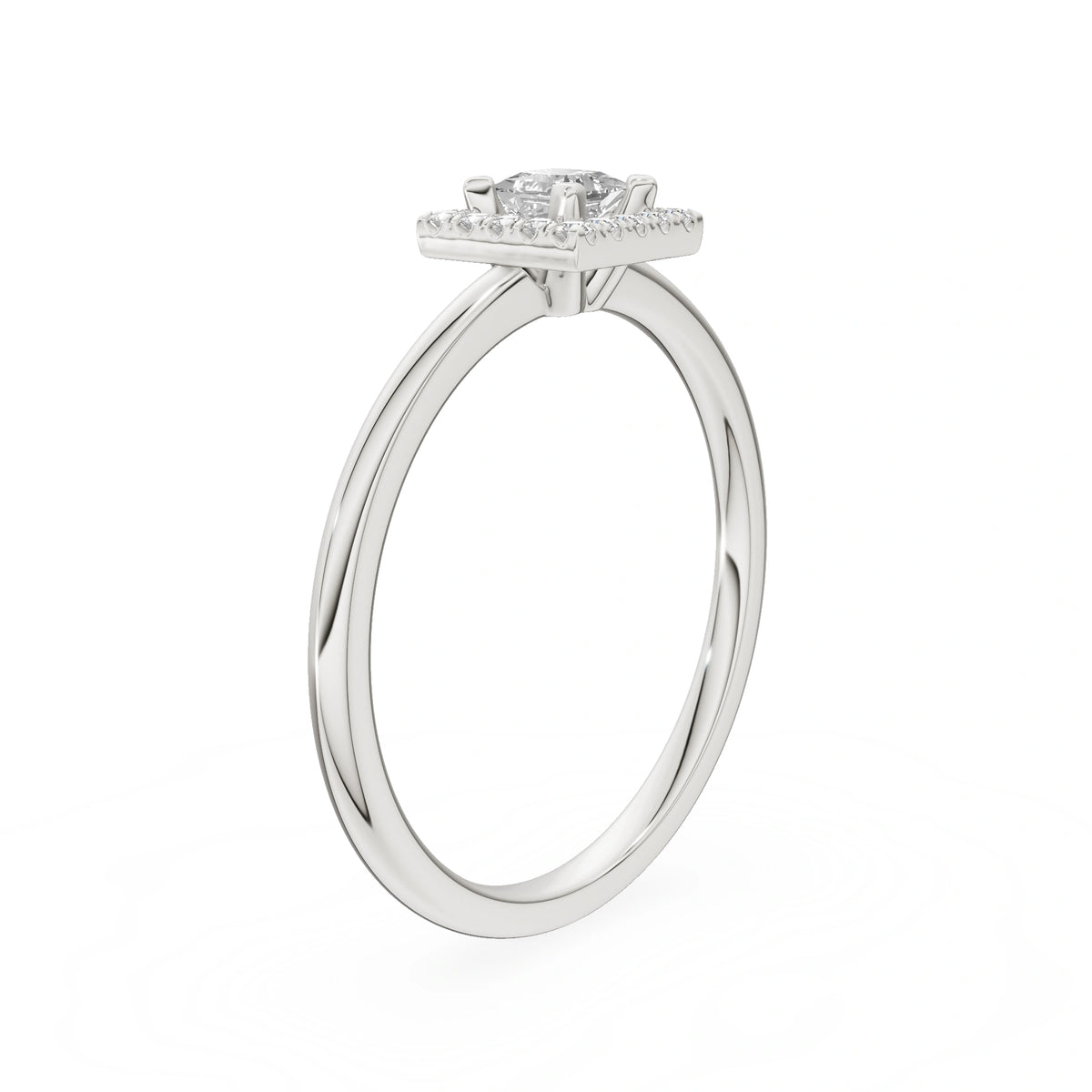 Gremari Seven Aura zásnubný prsteň z bieleho zlata s 0,15 ct lab-grown diamantom – Princess
