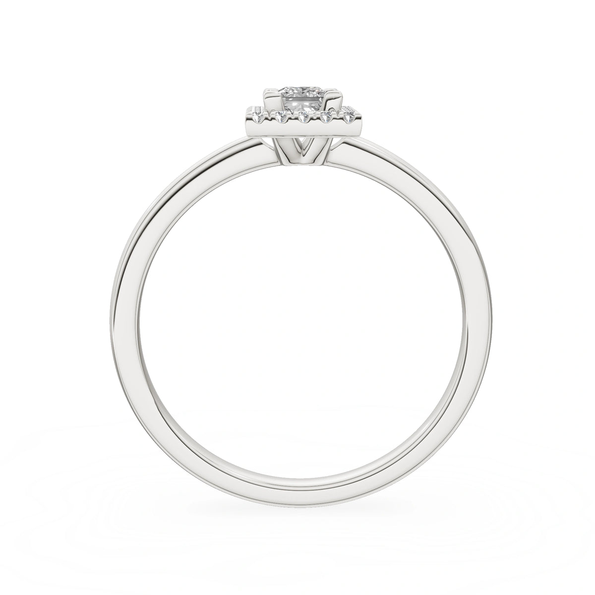 Gremari Seven Aura zásnubný prsteň z bieleho zlata s 0,15 ct lab-grown diamantom – Princess