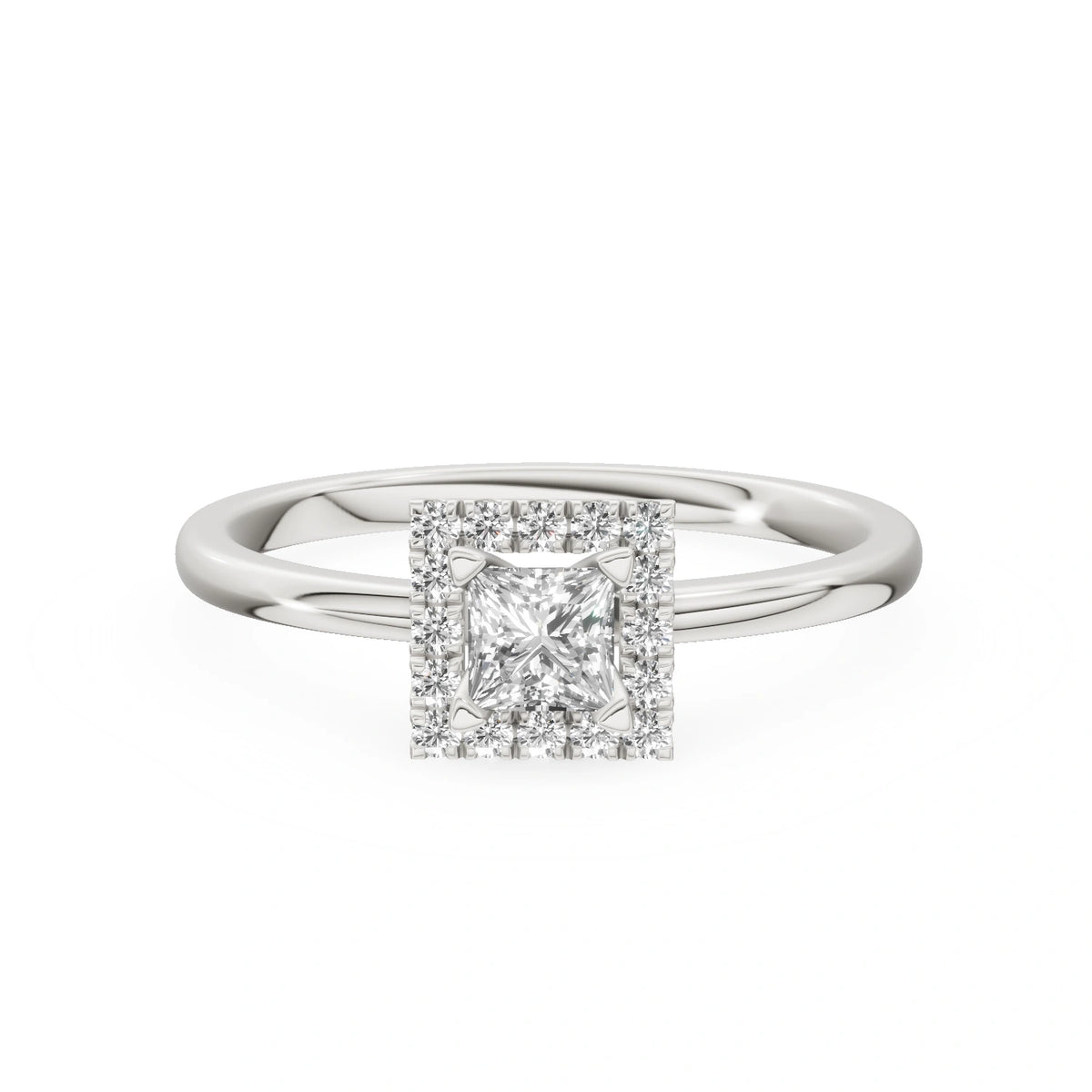 Gremari Seven Aura zásnubný prsteň z bieleho zlata s 0,30 ct lab-grown diamantom – Princess