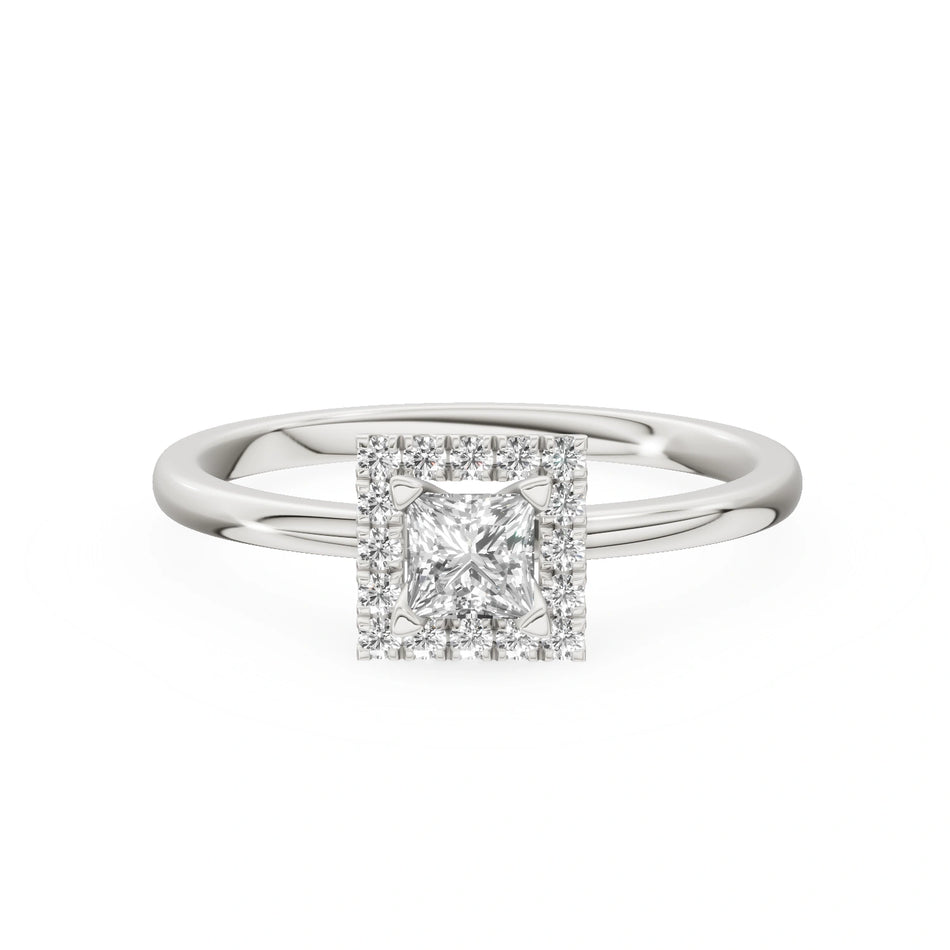 Gremari Seven Aura zásnubný prsteň z bieleho zlata s 0,30 ct lab-grown diamantom – Princess
