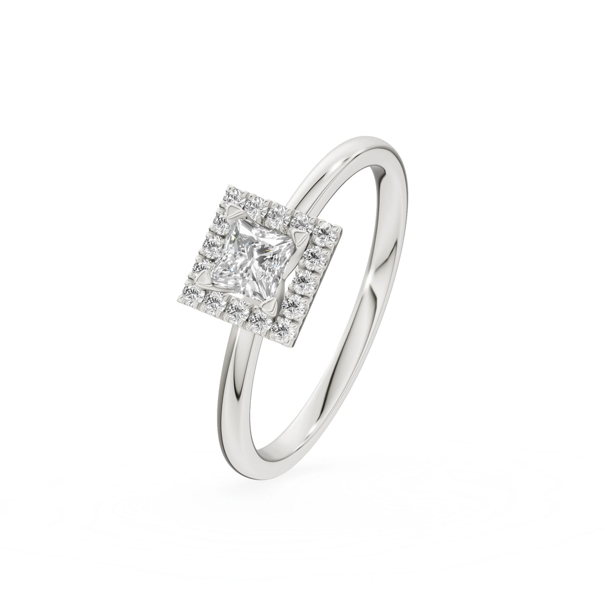 Gremari Seven Aura zásnubný prsteň z bieleho zlata s 0,30 ct lab-grown diamantom – Princess