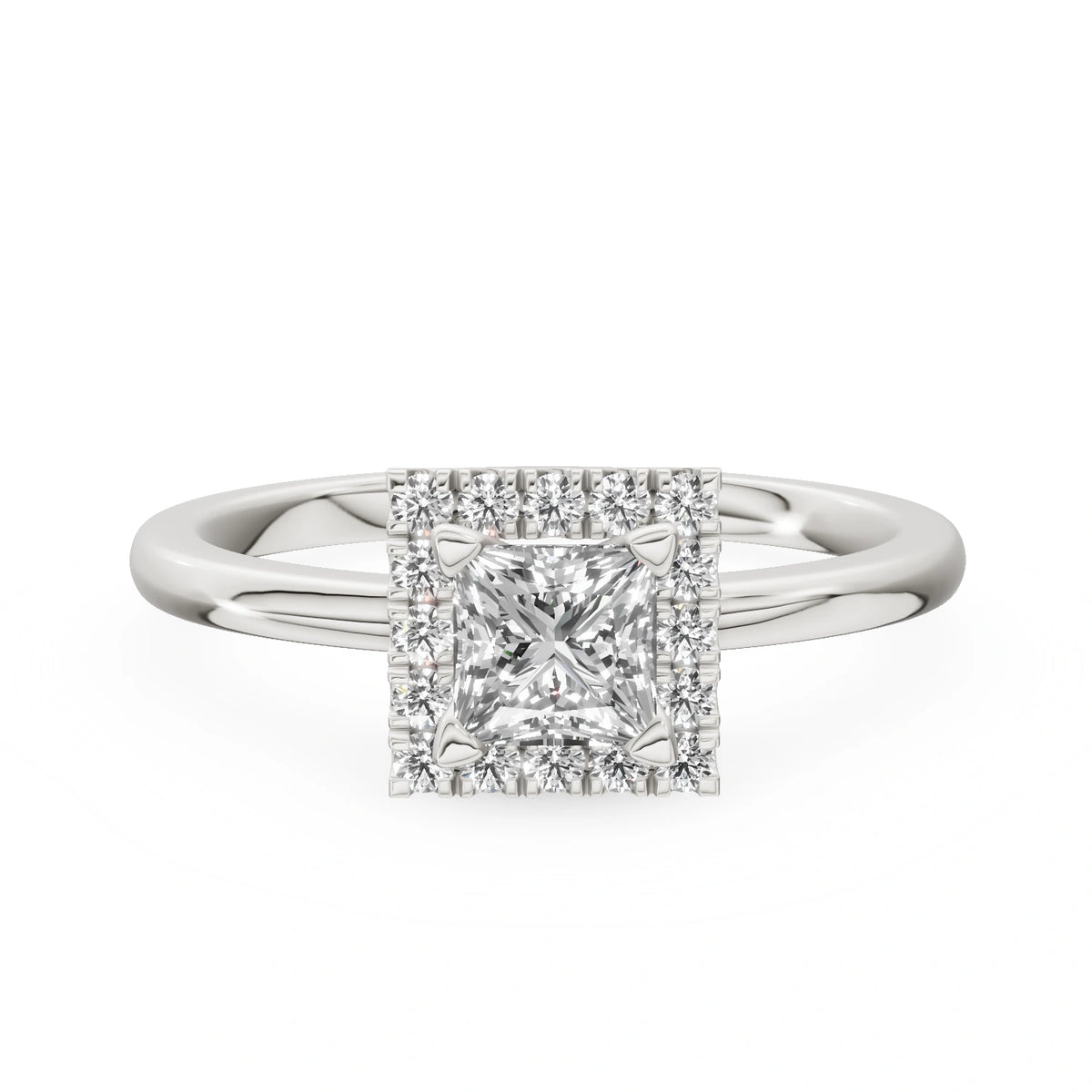 Gremari Seven Aura zásnubný prsteň z bieleho zlata s 0,50 ct lab-grown diamantom – Princess