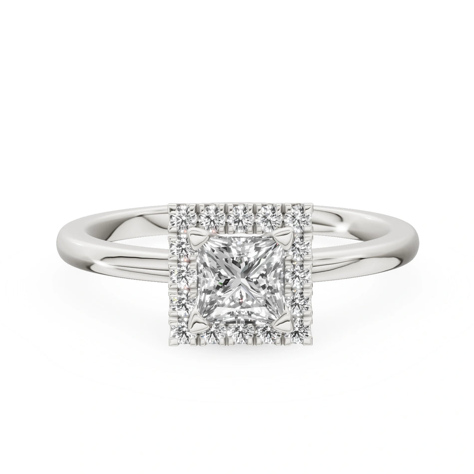 Gremari Seven Aura zásnubný prsteň z bieleho zlata s 0,50 ct lab-grown diamantom – Princess