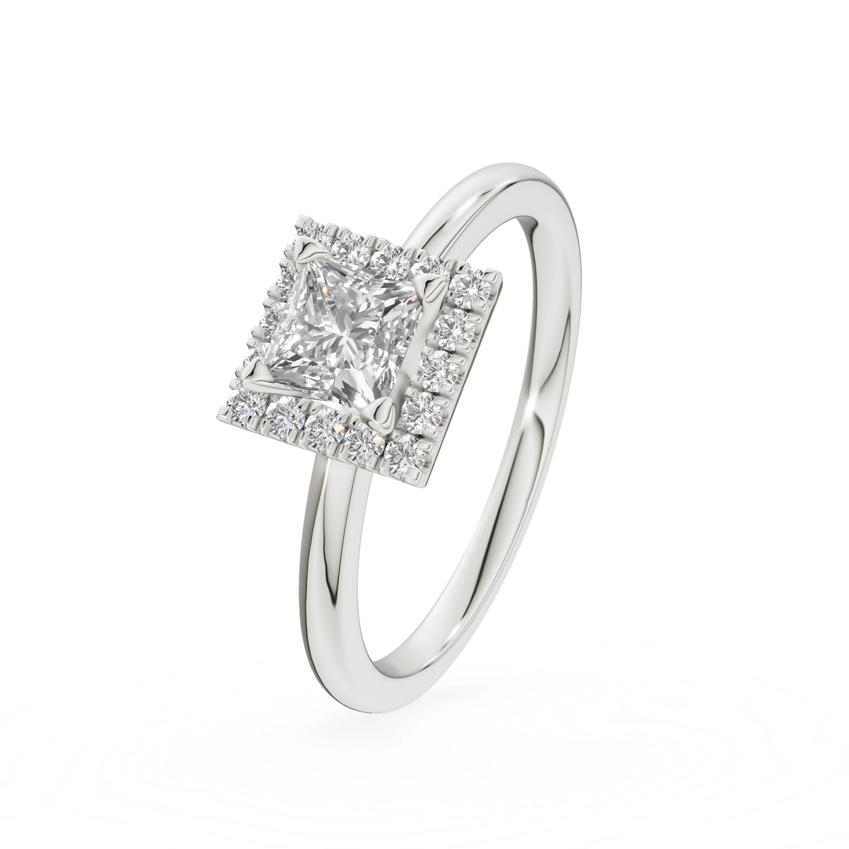 Gremari Seven Aura zásnubný prsteň z bieleho zlata s 0,50 ct lab-grown diamantom – Princess