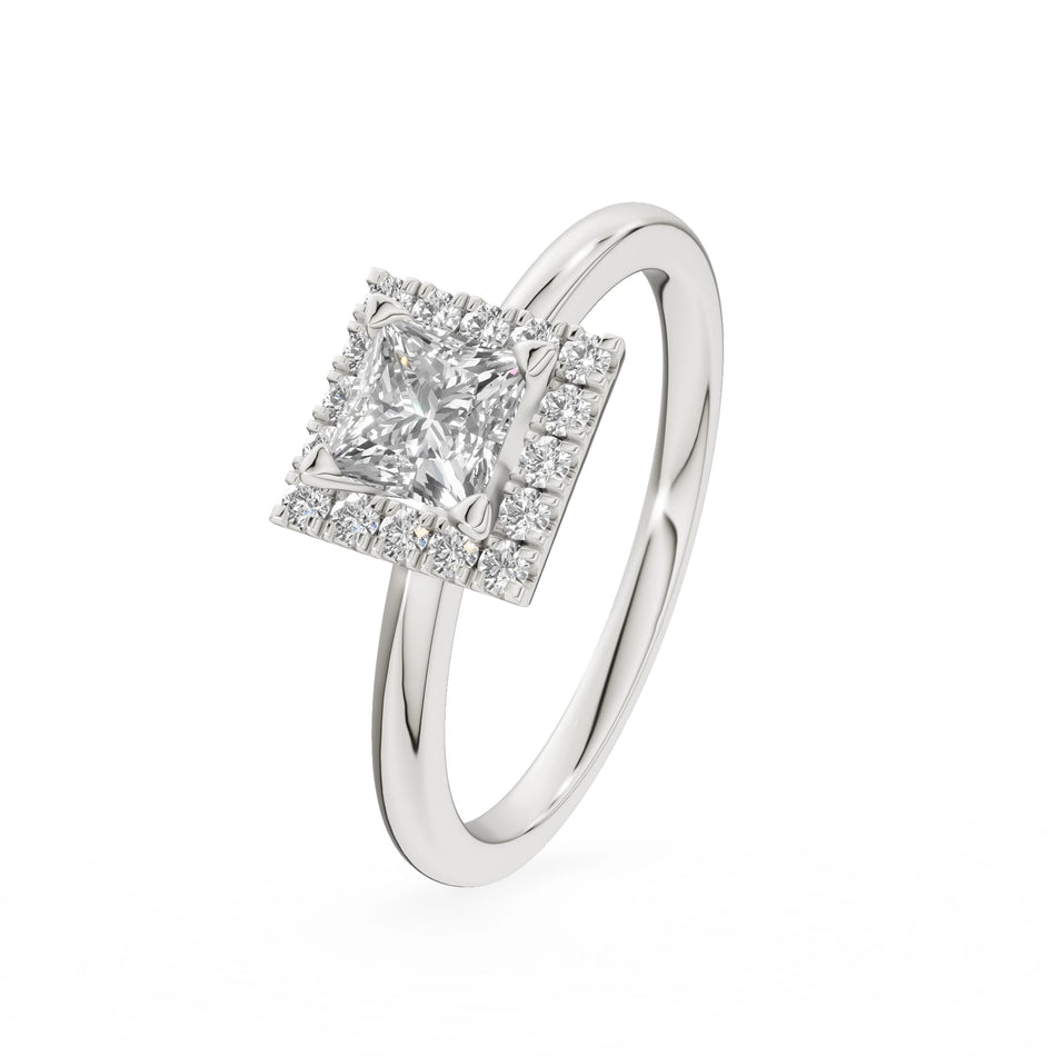 Gremari Seven Aura zásnubný prsteň z bieleho zlata s 0,50 ct lab-grown diamantom – Princess