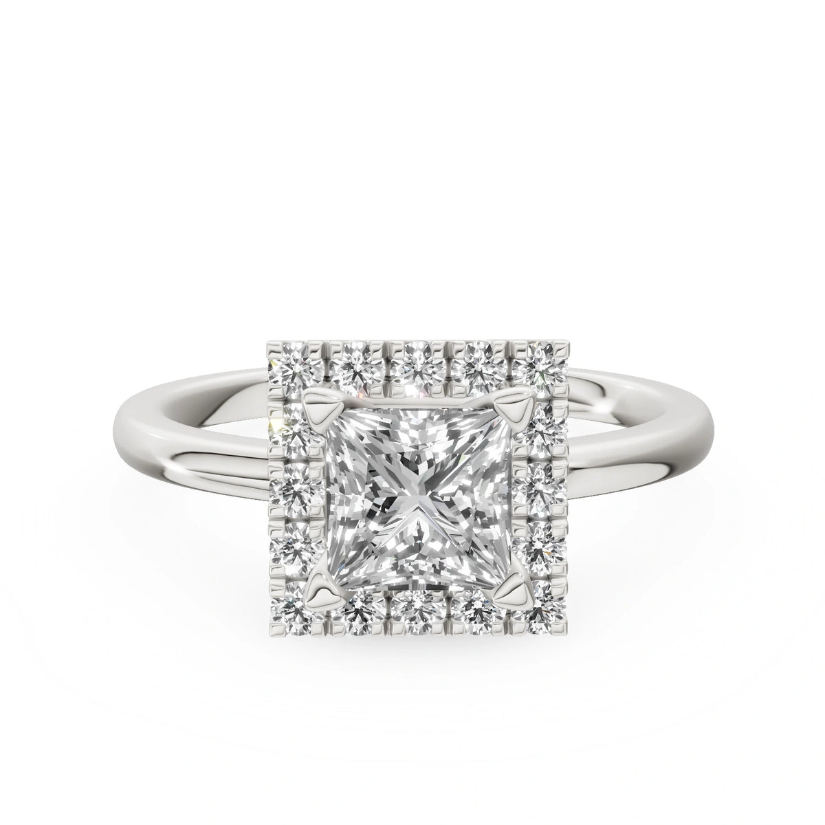 Gremari Seven Aura zásnubný prsteň z bieleho zlata s 1,00 ct lab-grown diamantom – Princess