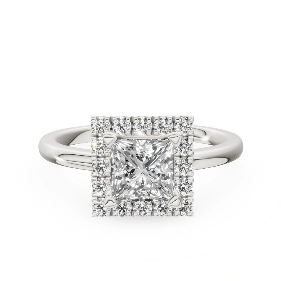 Gremari Seven Aura zásnubný prsteň z bieleho zlata s 1,00 ct lab-grown diamantom – Princess