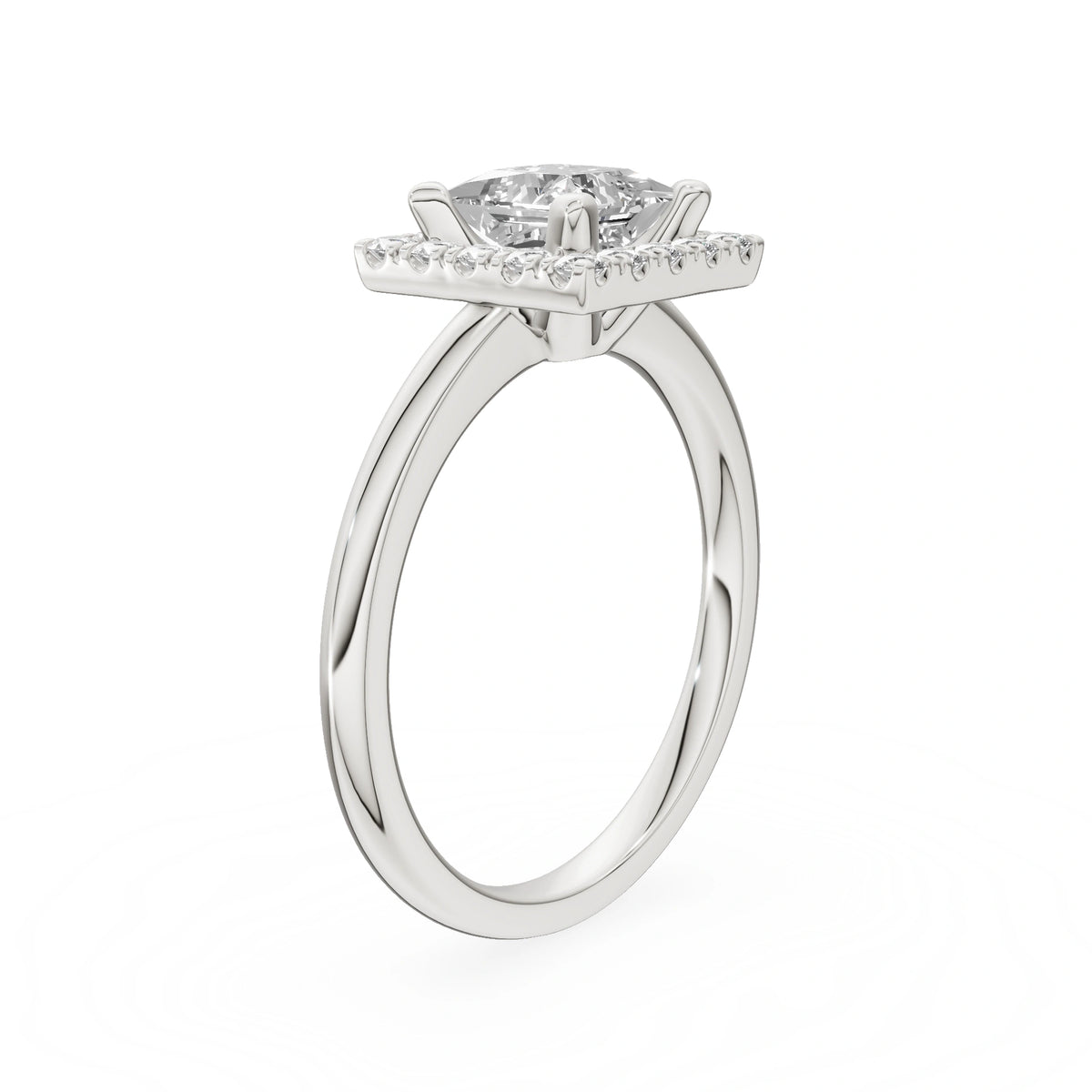 Gremari Seven Aura zásnubný prsteň z bieleho zlata s 1,00 ct lab-grown diamantom – Princess