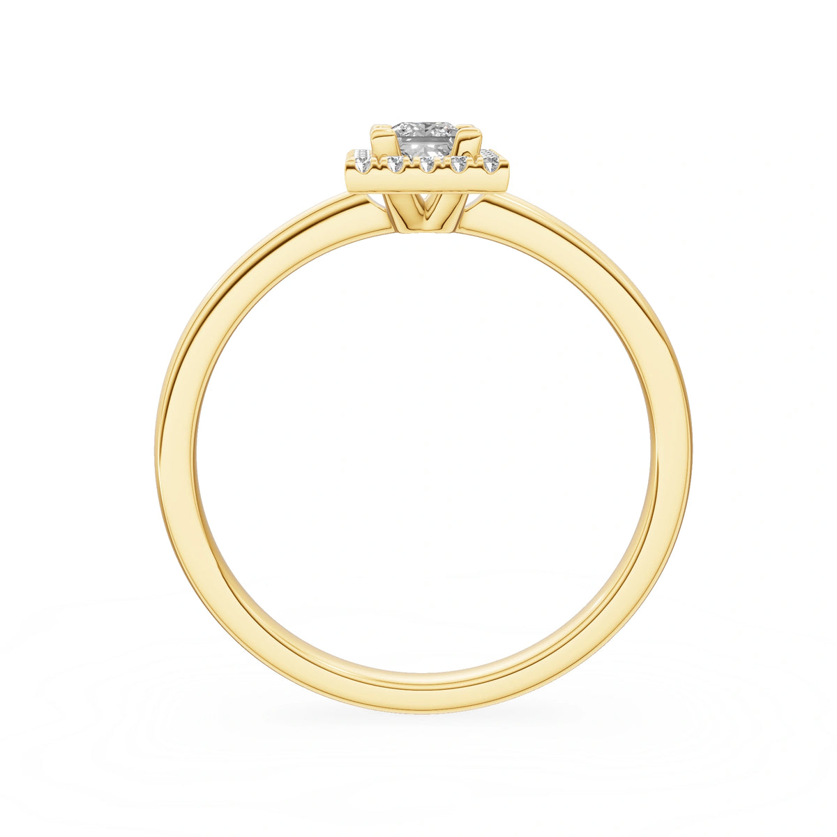 Gremari Seven Aura zásnubný prsteň zo žltého zlata s 0,15 ct lab-grown diamantom – Princess
